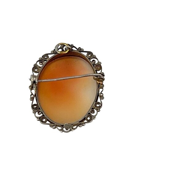 Antique European Cameo Brooch With Ornate Filigree Frame & 835 Silver Mark - Picture 7 of 9